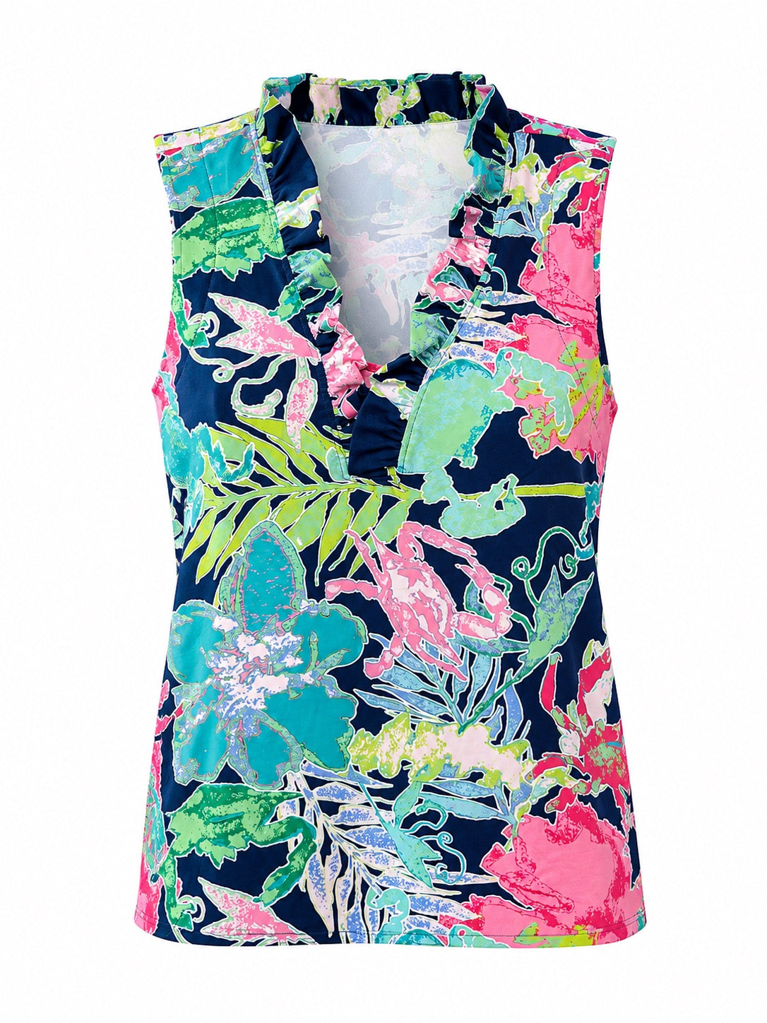 Raven Ruffle Collar Sleeveless Top -Multi