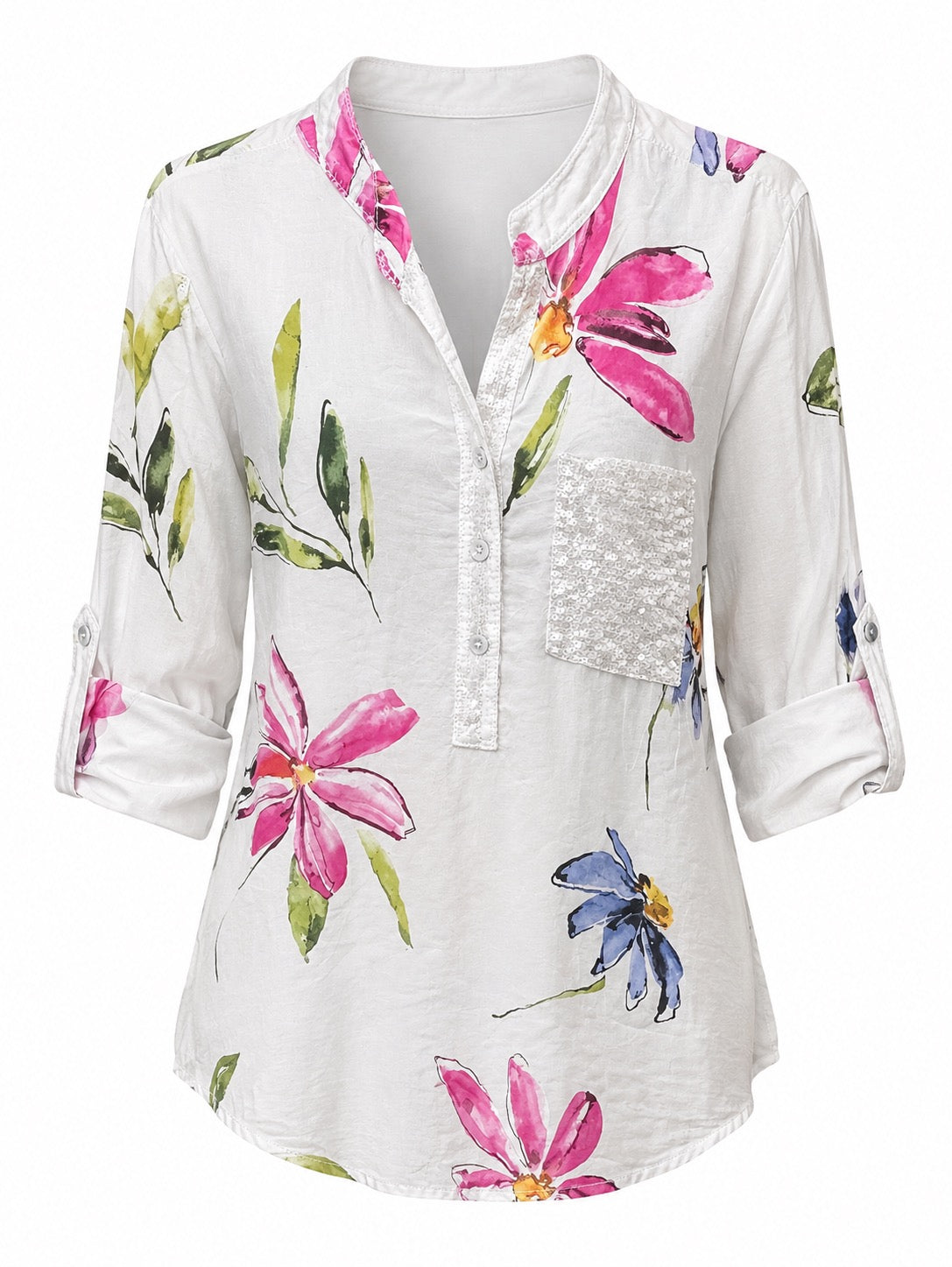 Paloma Sequin-Pocket Floral Blouse O/S