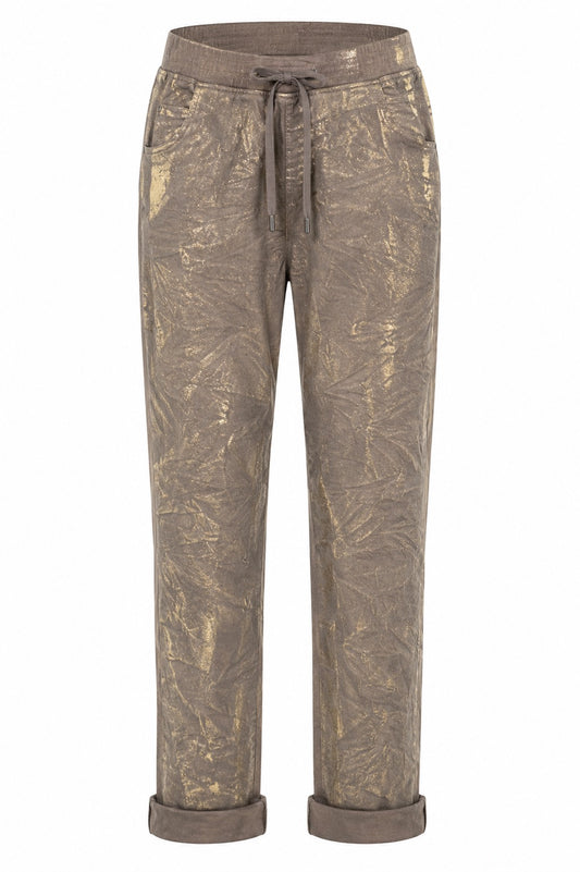 Janna Stretch Pant Chocolate with Gold