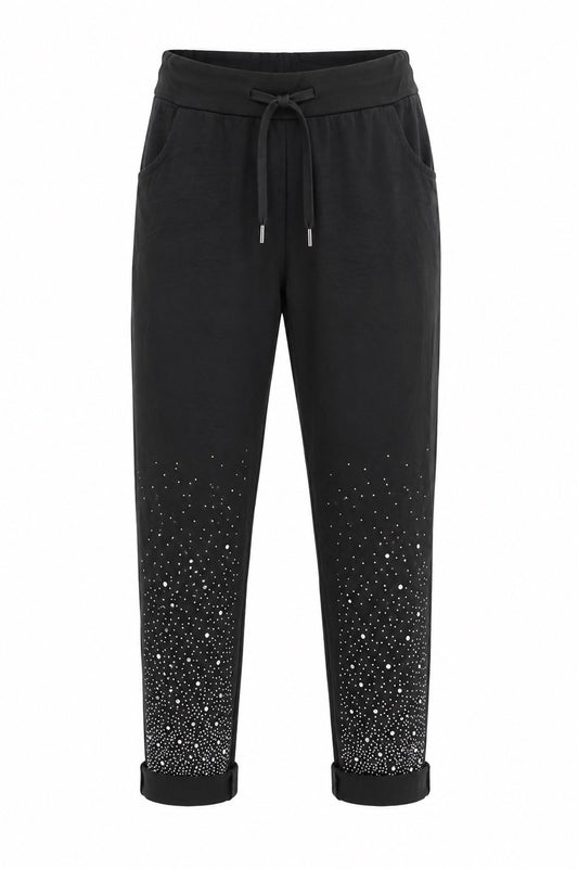 Janna Black Pant w/Rhinestones  Stretch Pants