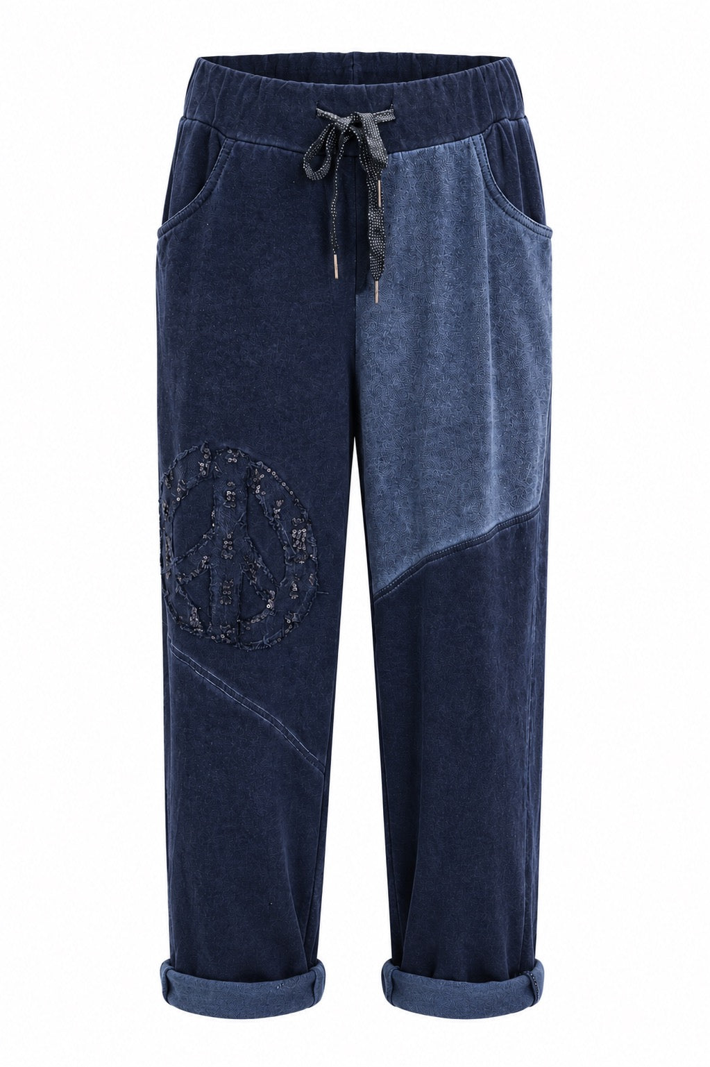 Alice Casual navy lounge pants with peace patch