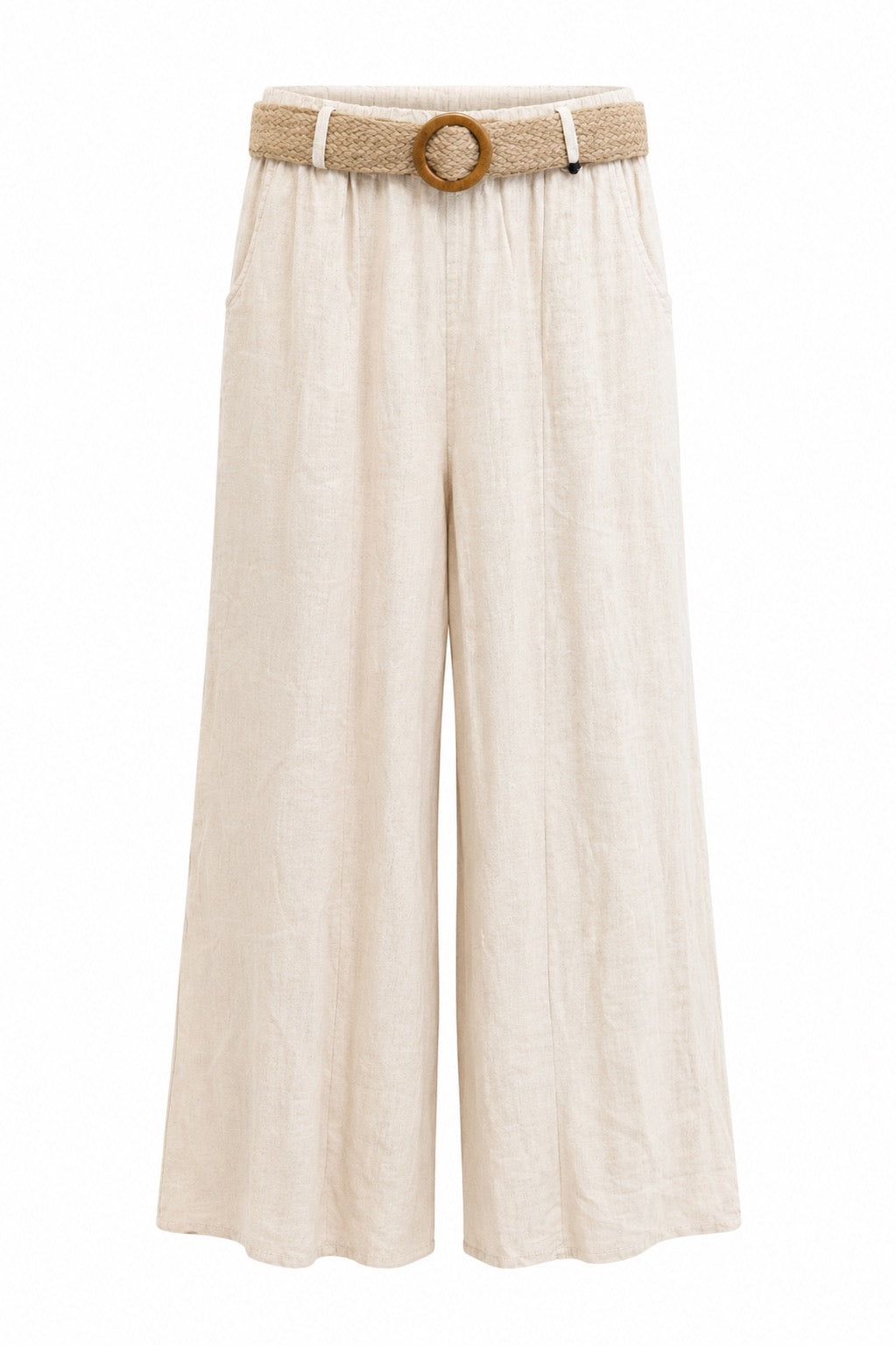 Frederica Casual linen pants with woven belt