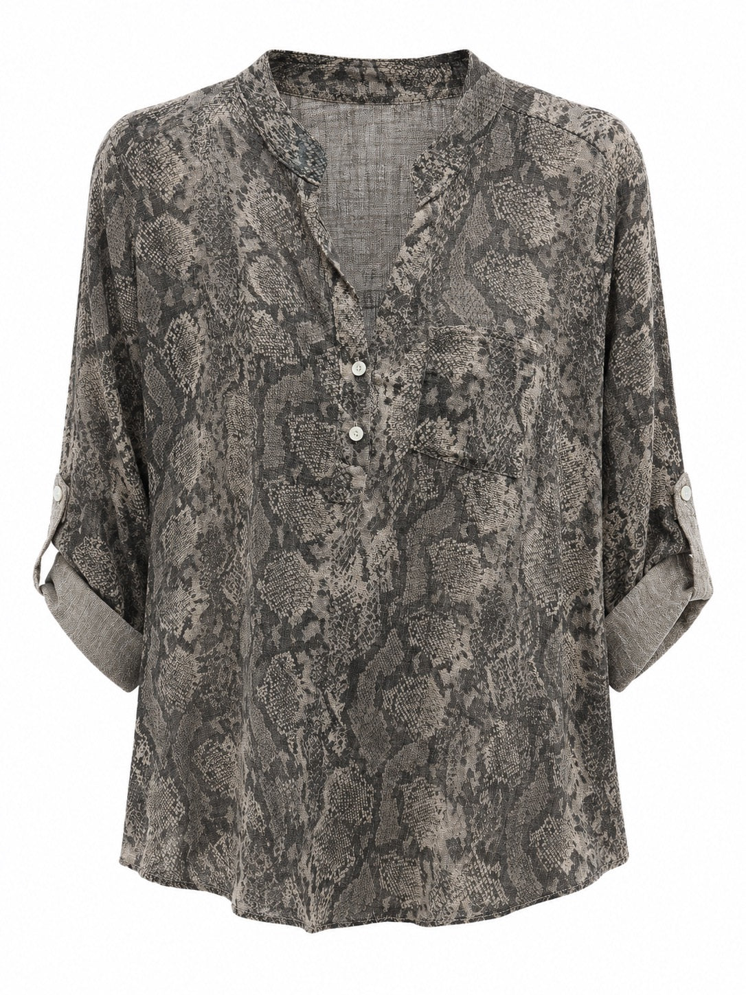 Fiamma Snakeskin Print Popover Blouse