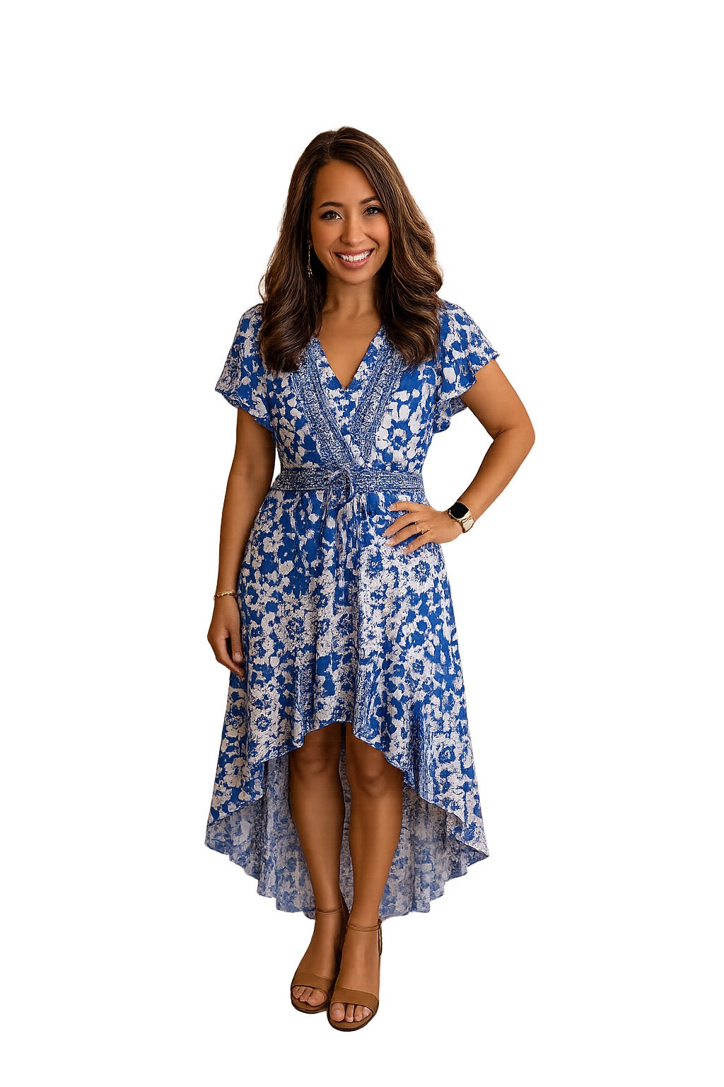 Isabella Floral Hi Low Print Dress O/S Red