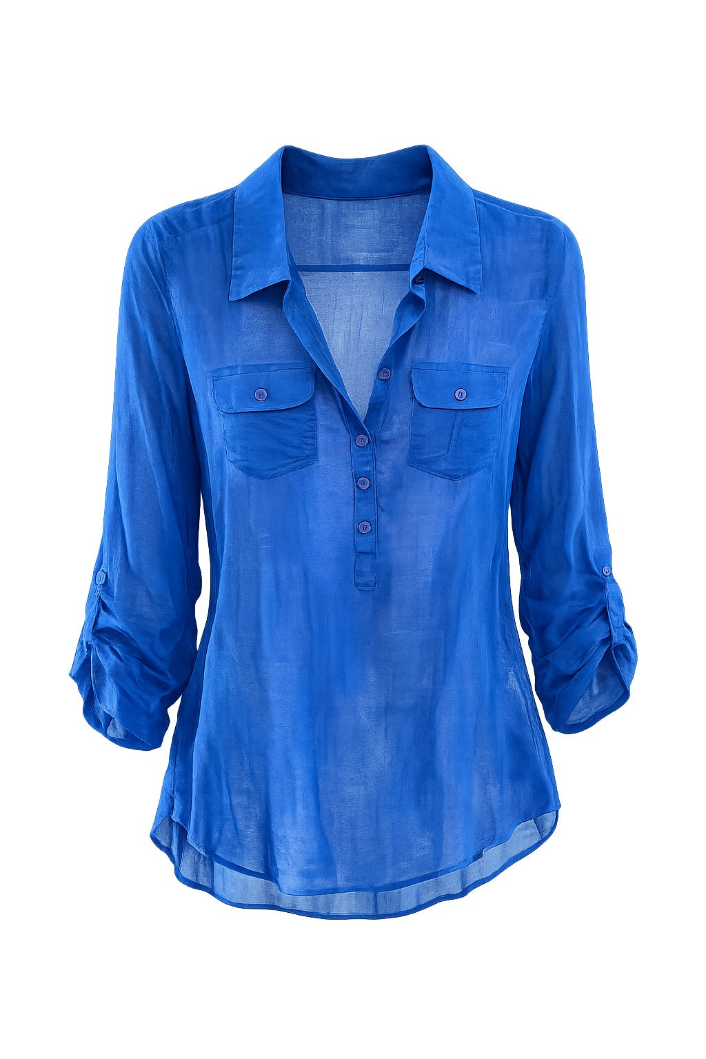 Celeste Cobalt Half-Button Blouse