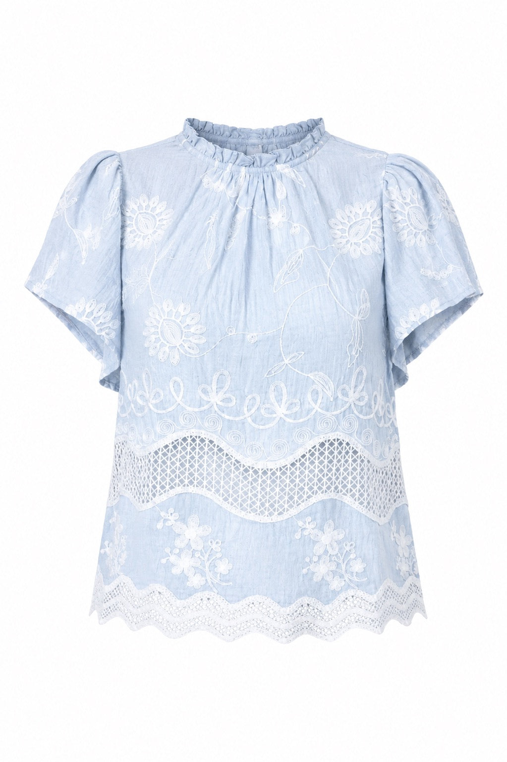 Charlotte Light blue embroidered blouse