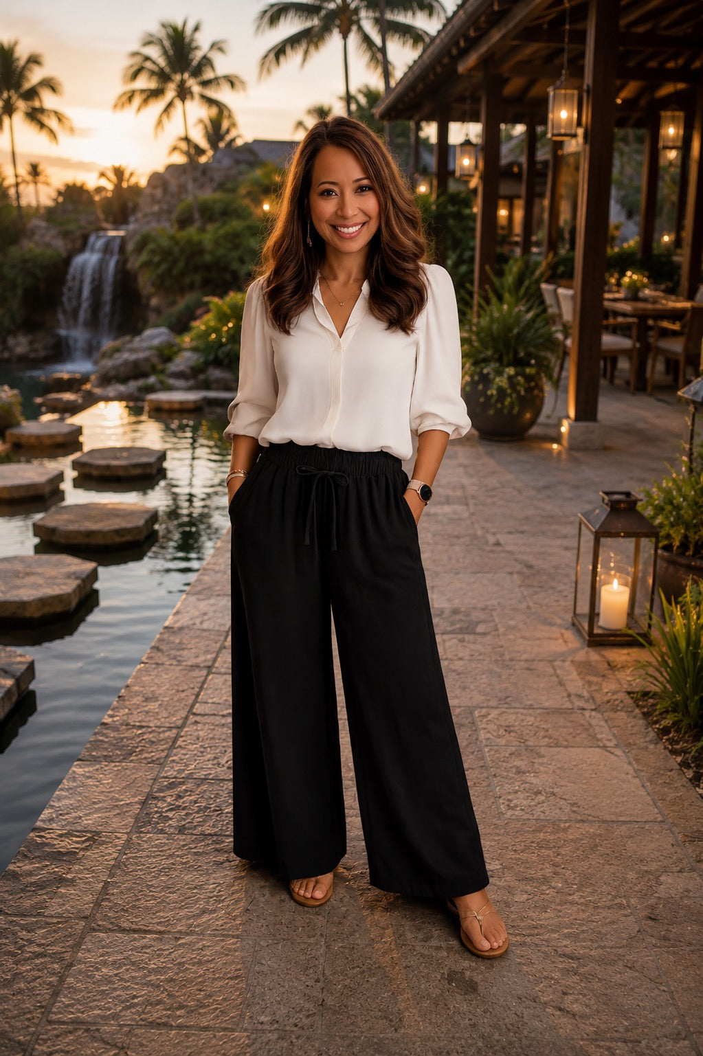 Noa Drawstring Wide-Leg Pants O/S