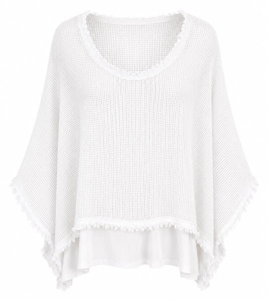 Sabina Knit top w/Cami - White O/S