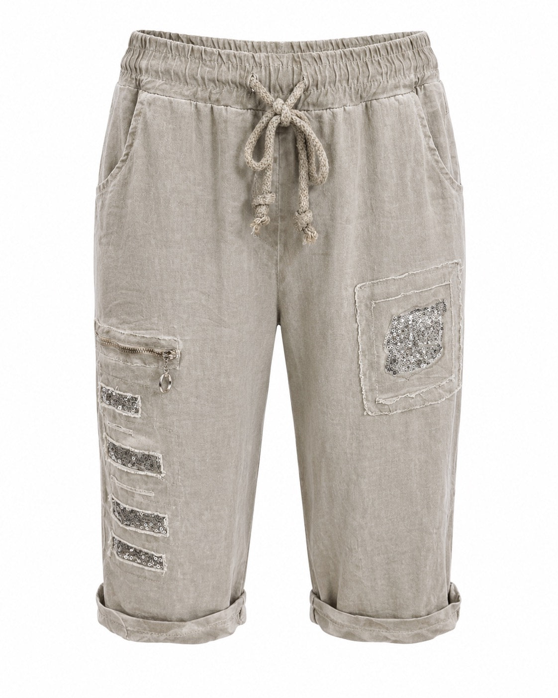 Gemma Grey Embellished Shorts O/S