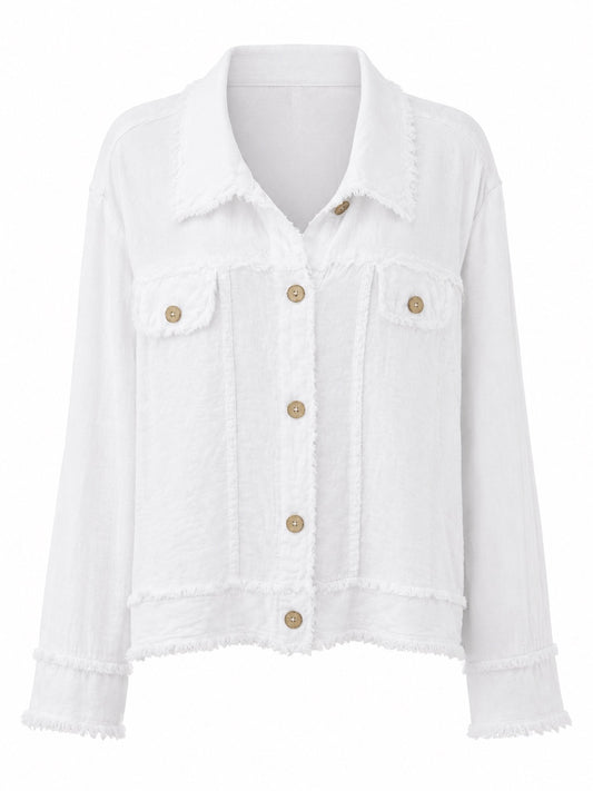 Desiree Frayed Linen Jacket