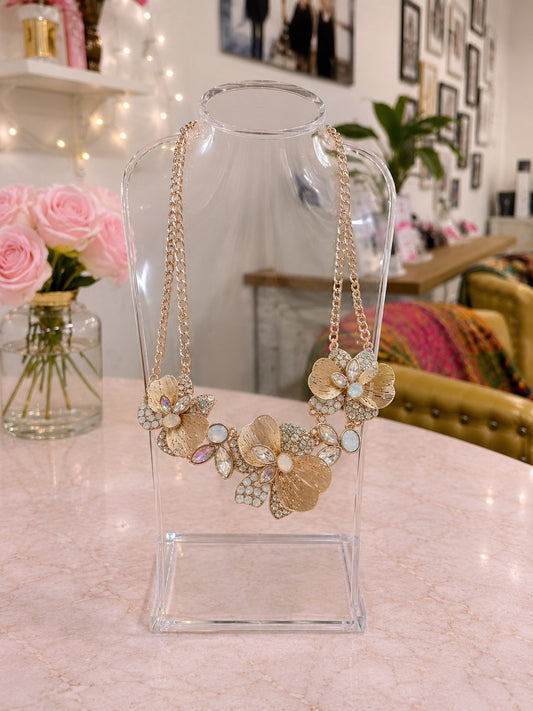 AB Opal Abstract Floral Necklace