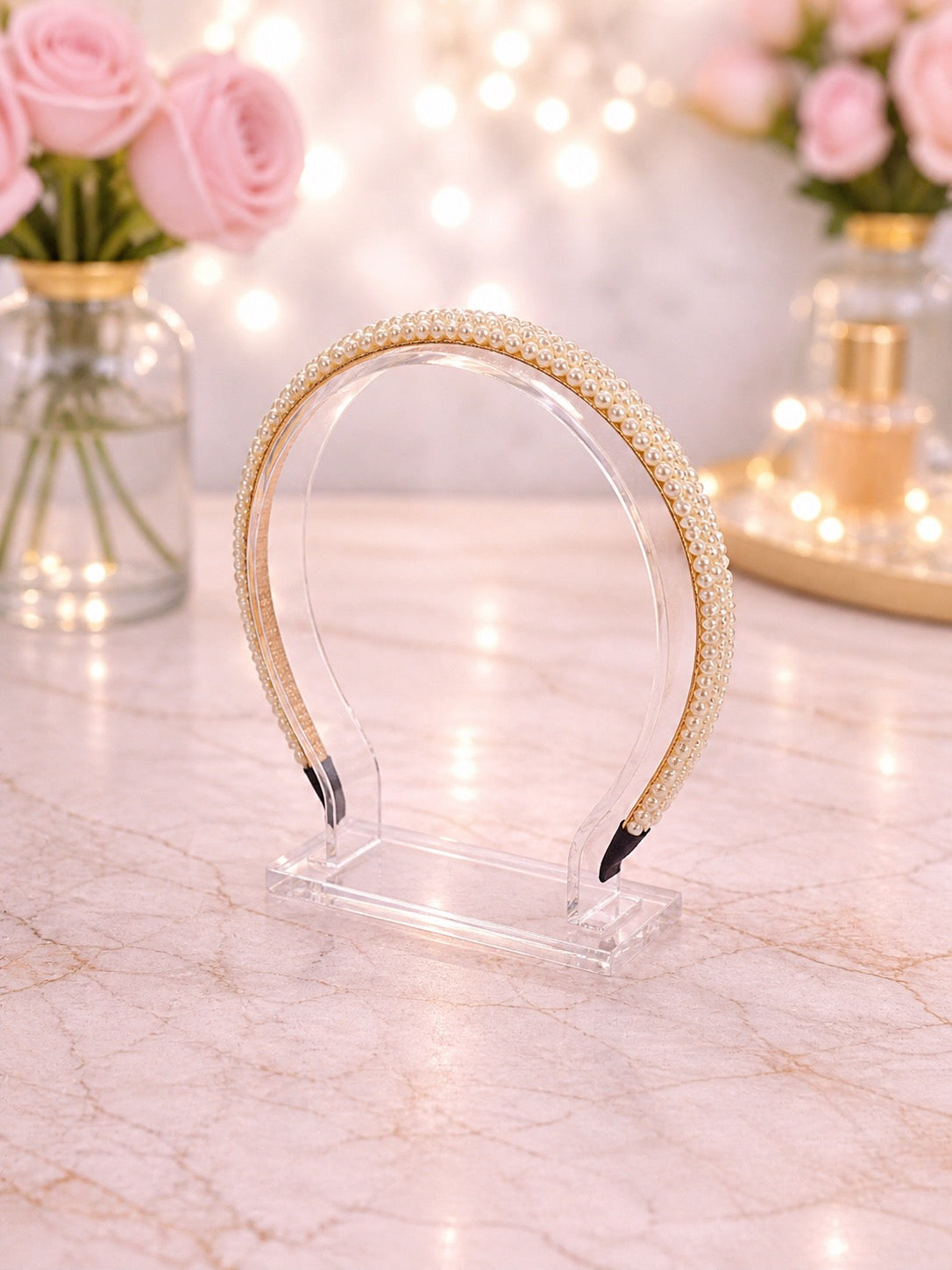 Small 3 rows of Pearls Headband