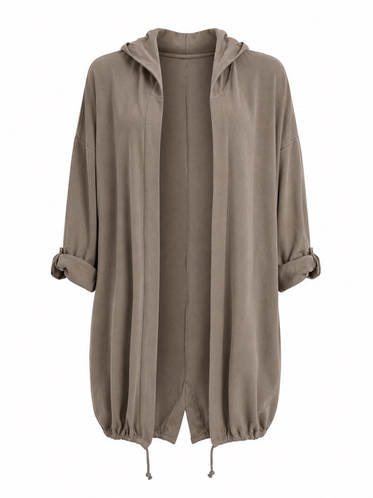 Wren Hooded Taupe Cardigan