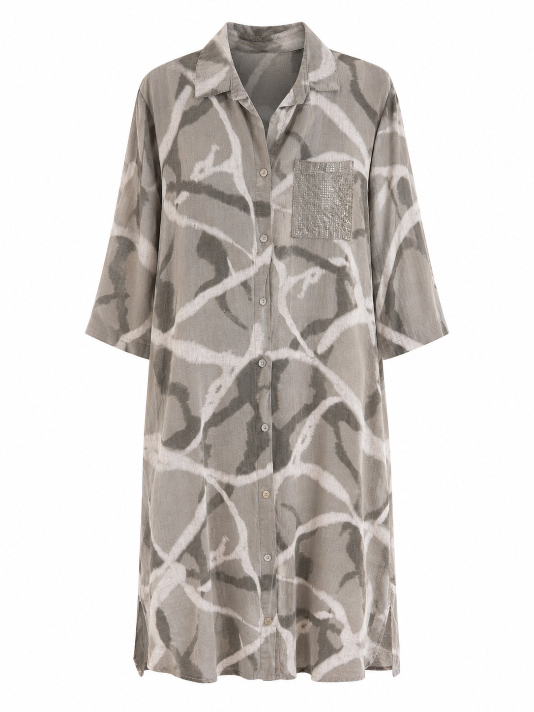 Matilde Sequin Pocket Shirtdress Grey