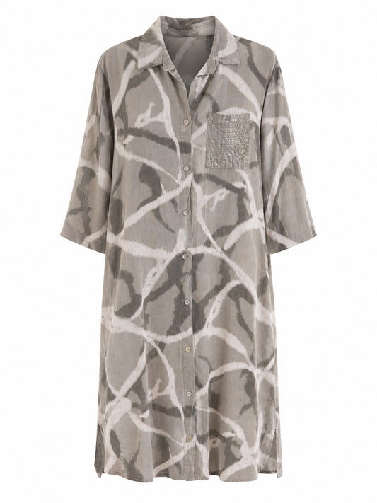 Matilde Sequin Pocket Shirtdress Grey