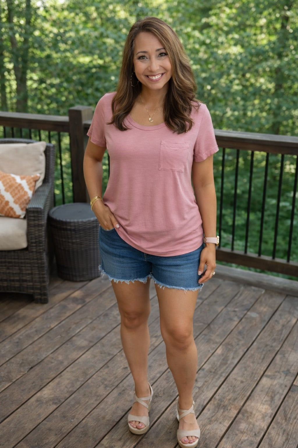 LULU SCOOP NECK RAYON JERSEY TOP - MAUVE