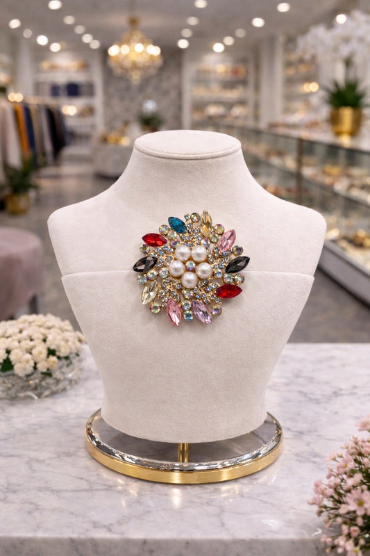 Multi Color Pearl Brooch