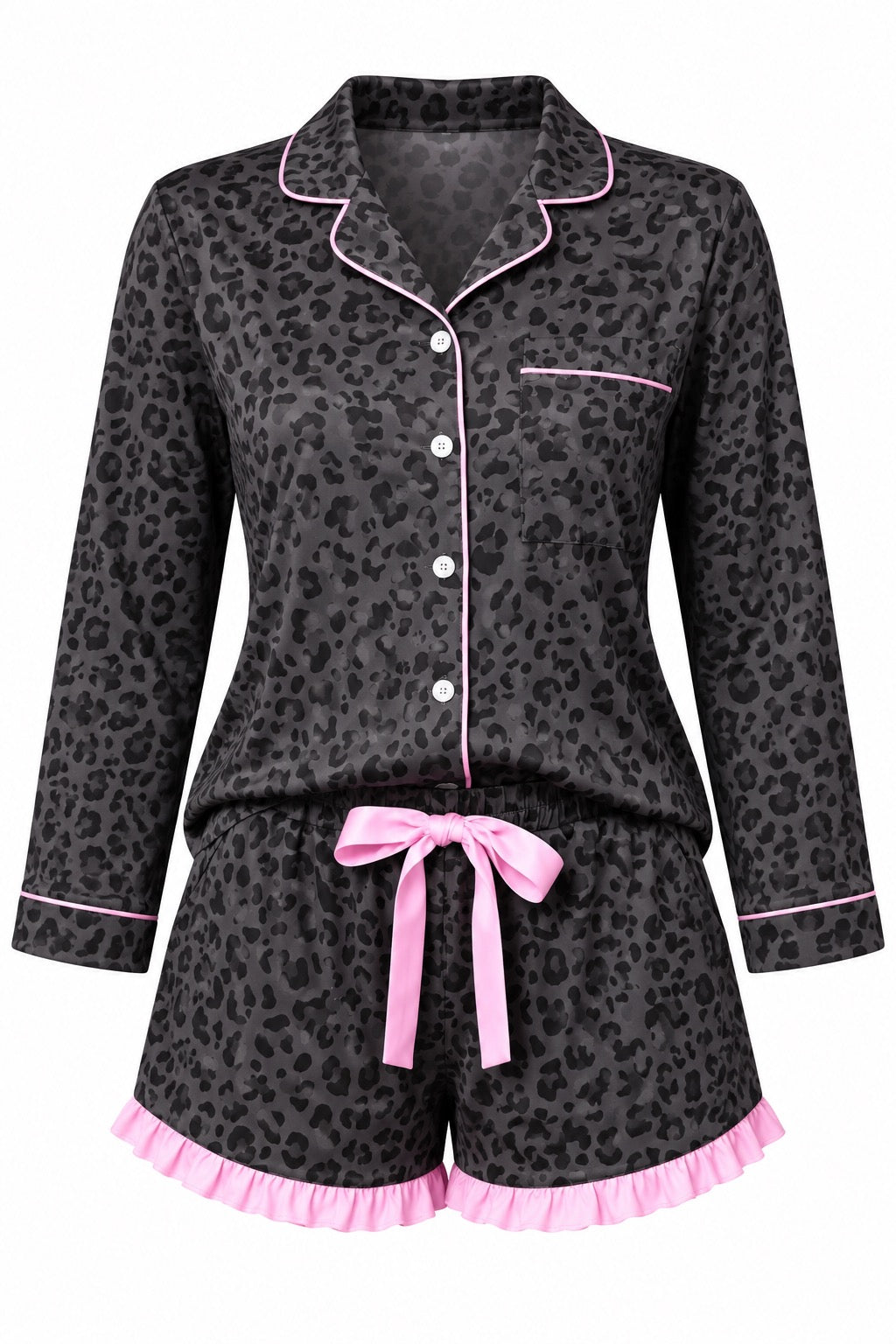 Smokey Leopard Ruffle Pajama Set