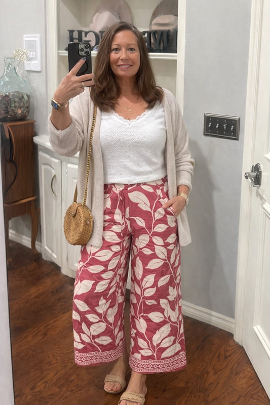 Amara Two Tone Abstract Pant - Pink
