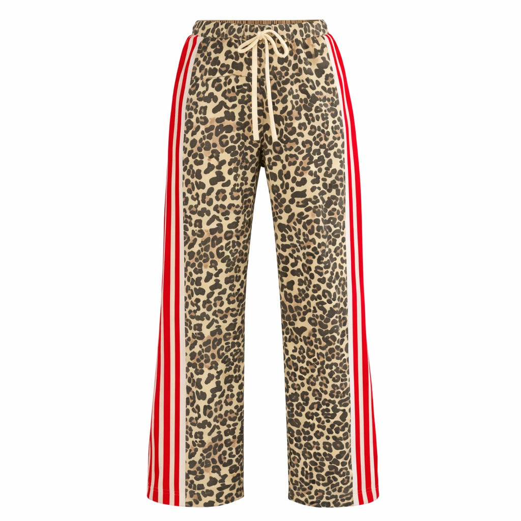 Avery Leopard Sport Striped Wide Legged Pants