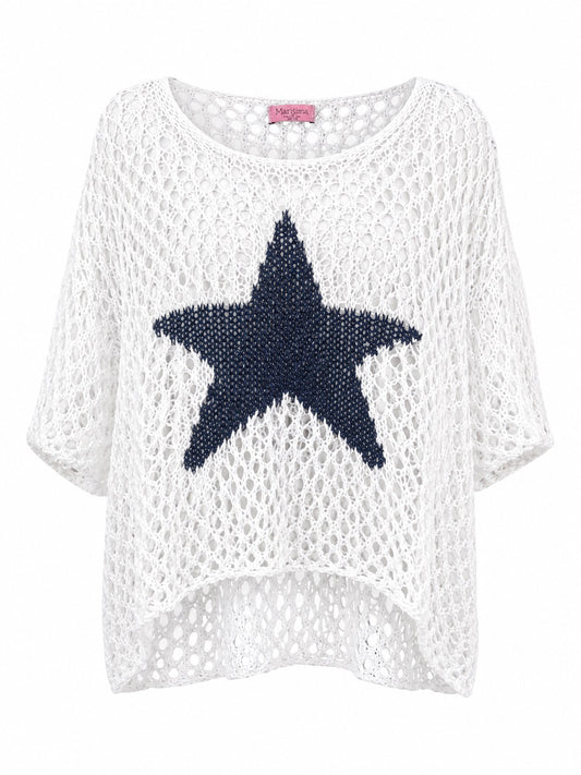 Starla White with Navy Star Top