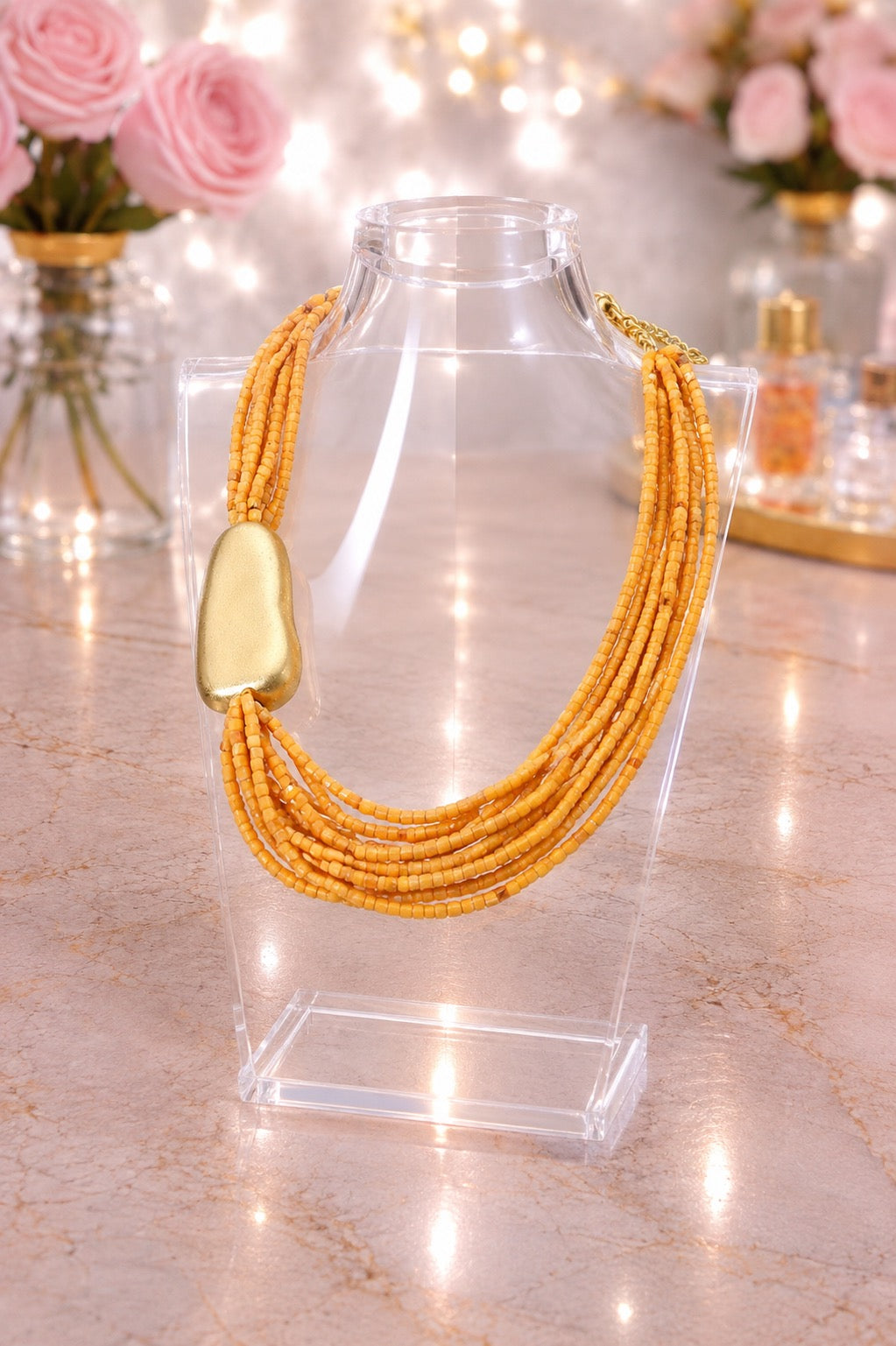 Chunky Metal Pebble Accent Multi Yellow