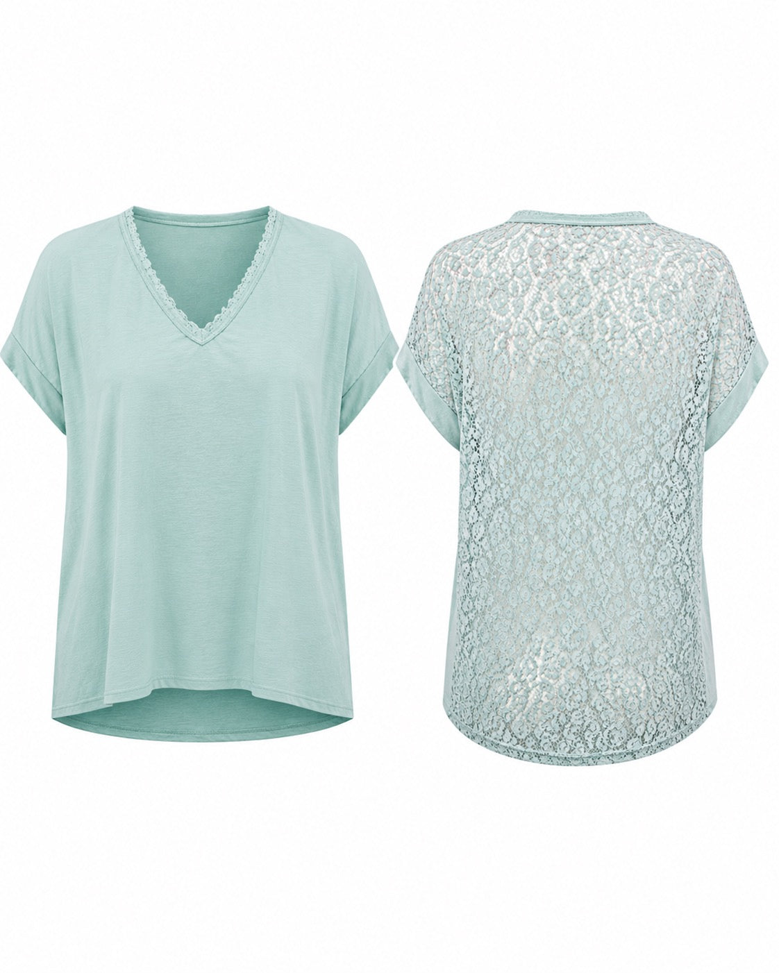 Darcy Lace Back Tee Seafoam Mint O/S