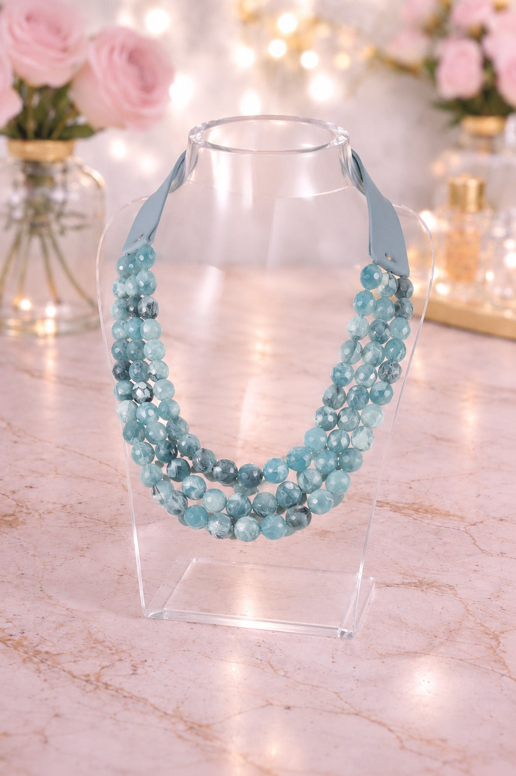 Chunky Bead Triple Layered - Blue