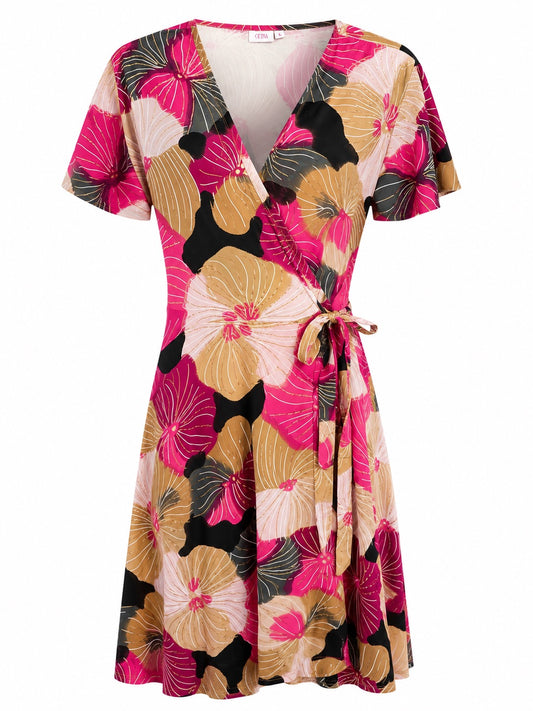 Cosmos Floral Wrap Dress