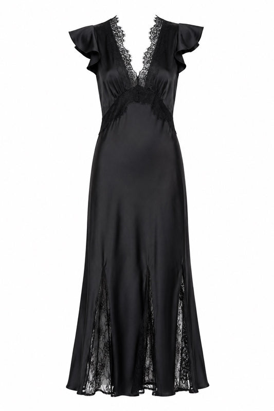 Raven Satin Lace Gown