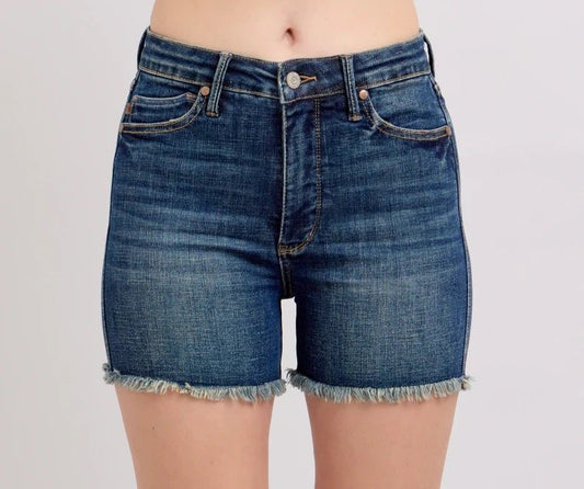 Judy Blue Tummy Control Fray Hem Shorts