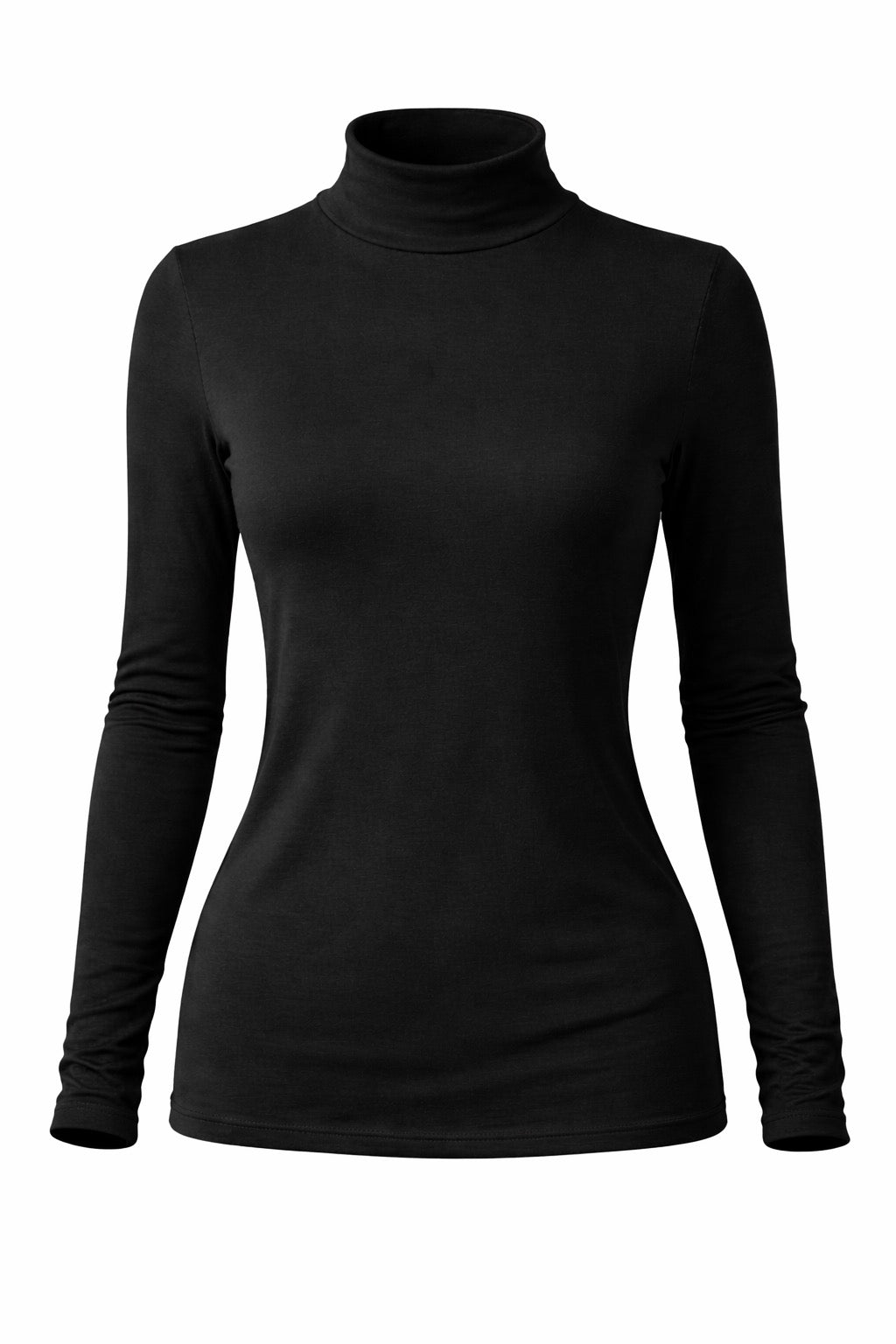 Lydia Mock Neck Rayon Jersey Top Bold Black