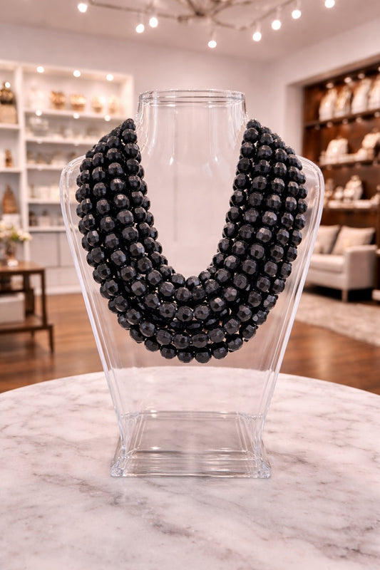 7 Strand Grey and Black Magnetic Necklace