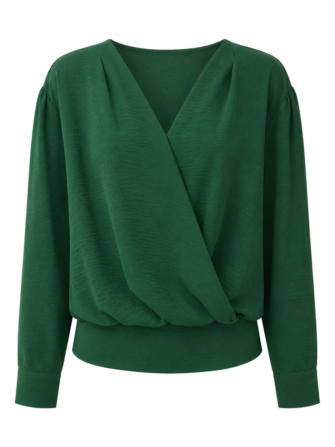 Madeline Long Sleeve Surplice Woven Top Sea Green