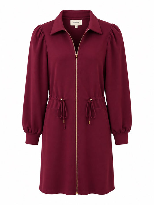 Juliette Luxeknit V Neck Dress Burgundy