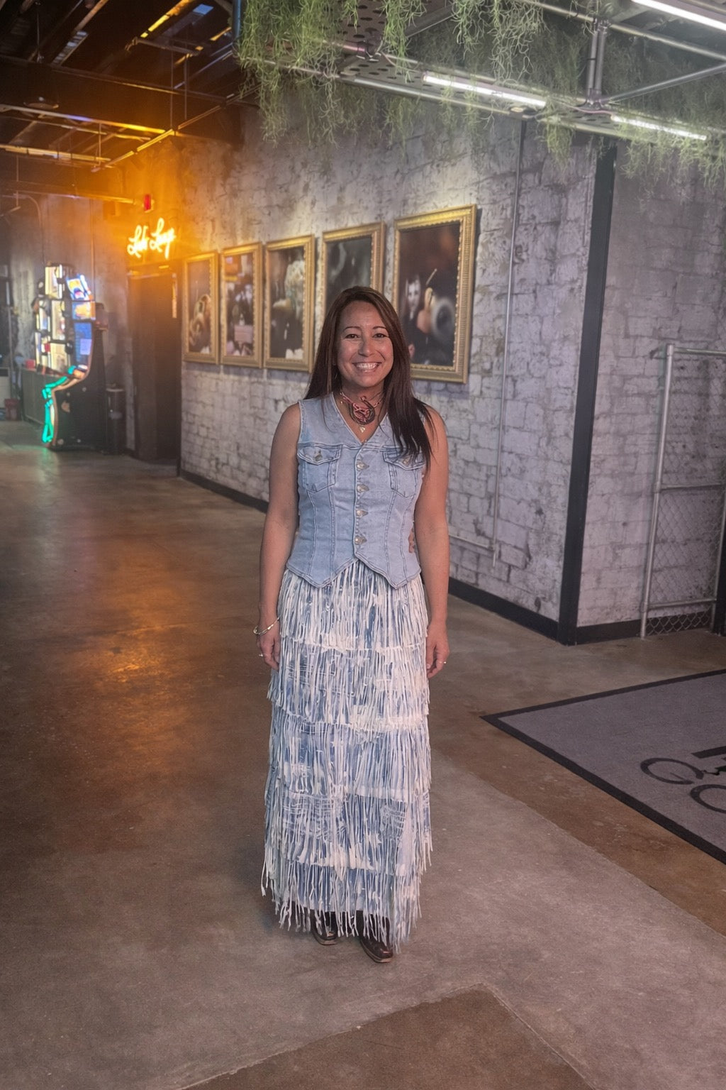 Dakota Layer Fringe Tiered Maxi Skirt 2 Denim