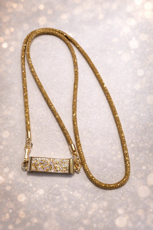 Gold Rhinestone Crossbody Phone Lanyard