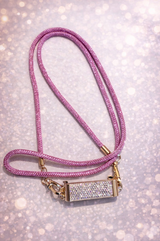 Purple AB Rhinestone Crossbody Phone Lanyard