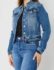 Judy Blue Destressed Dark Blue Jean Jacket