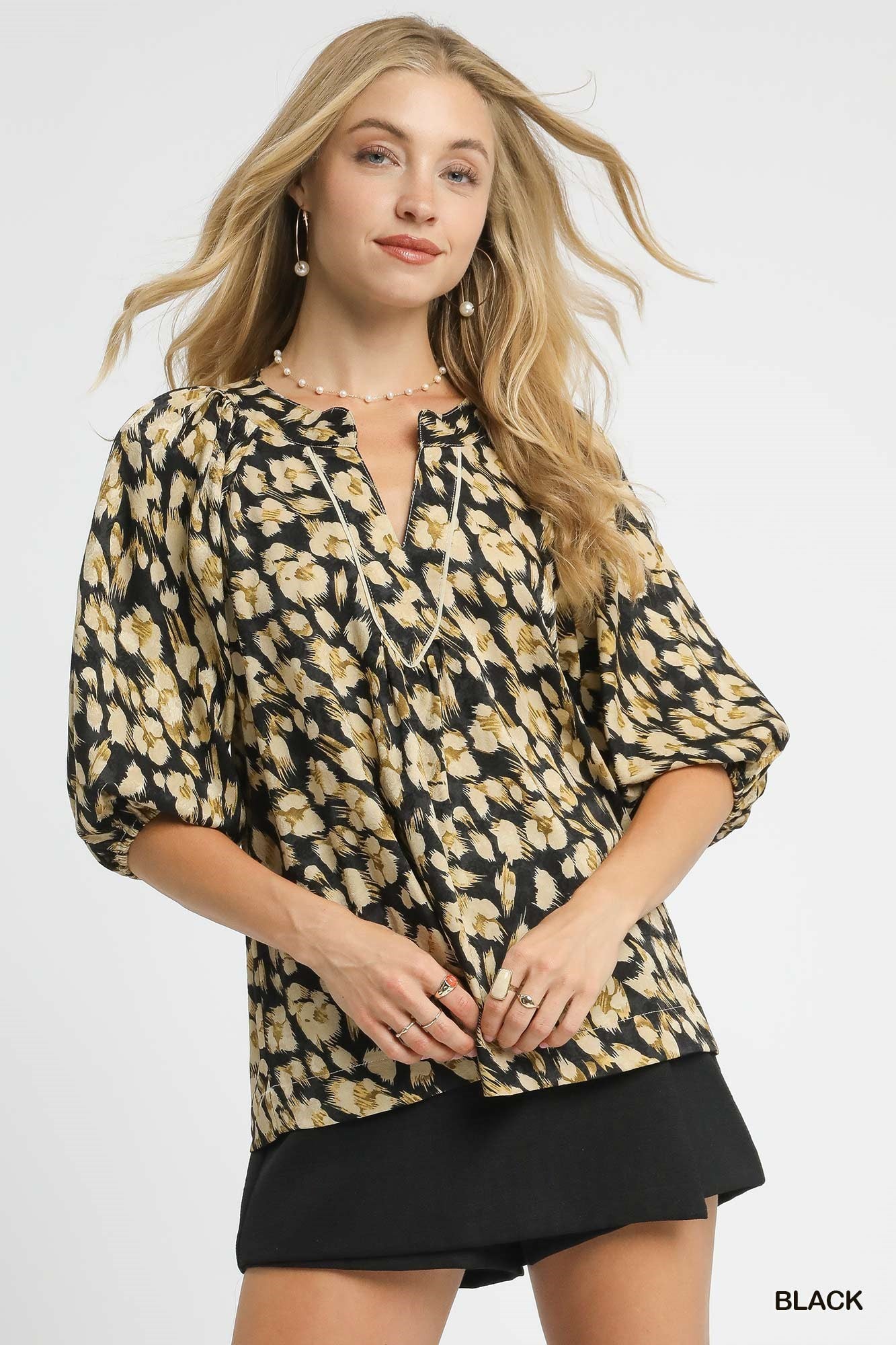 Oakley Leopard Print V-Neck Blouse