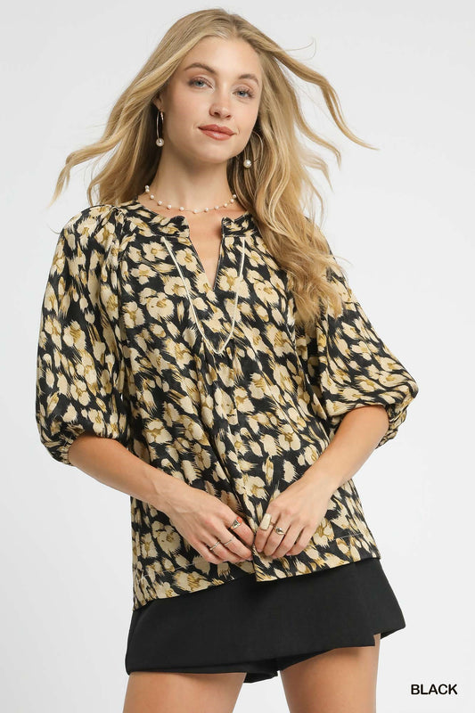 Oakley Leopard Print V-Neck Blouse