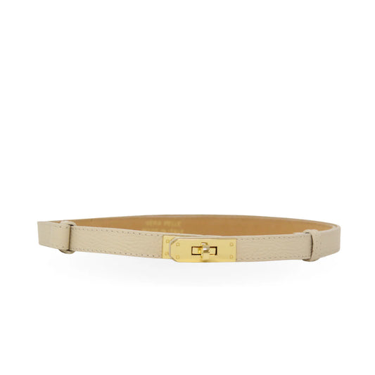 Genuine Italian Leather Adjustable Belt Ivory