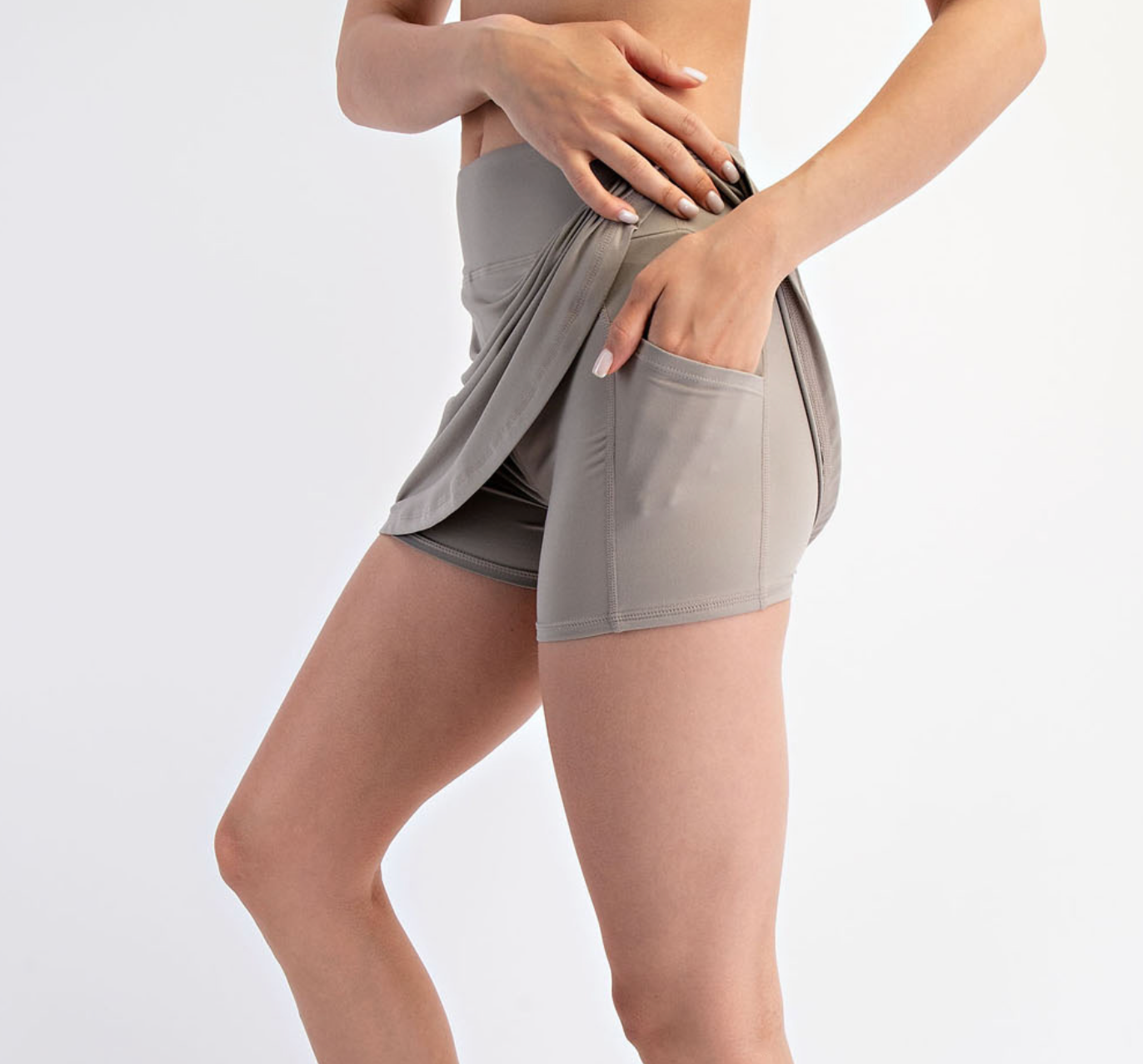 Nora Butter Basic Skort Stone Taupe Plus Size