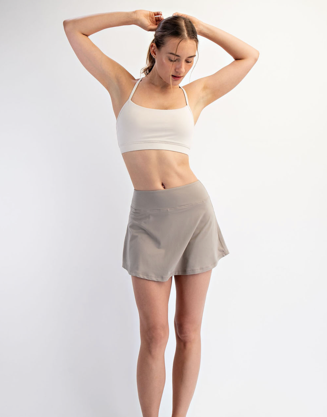 Nora Butter Basic Skort Stone Taupe Plus Size