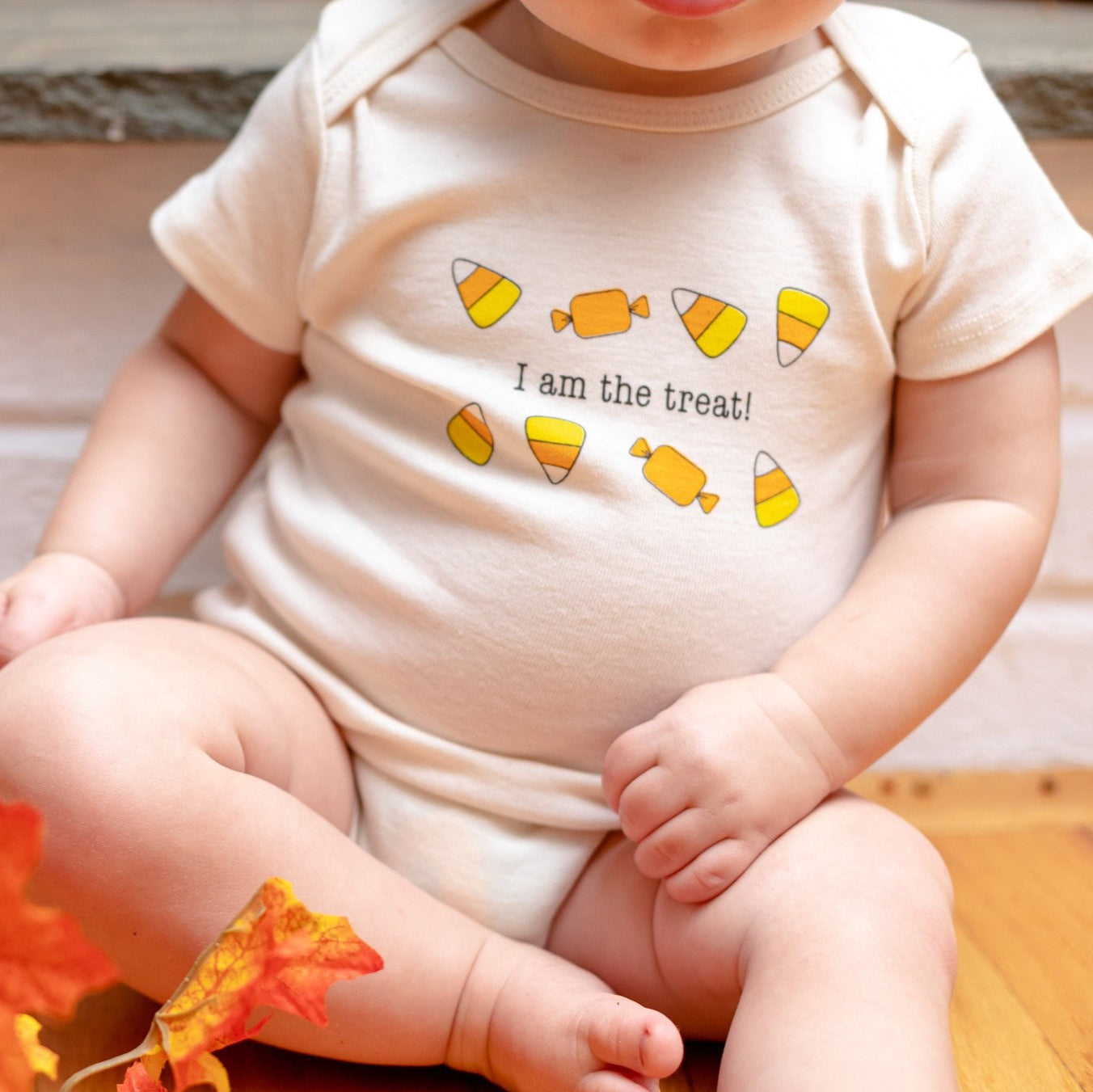 Candy Corn I Am The Treat Short Sleeve Romper