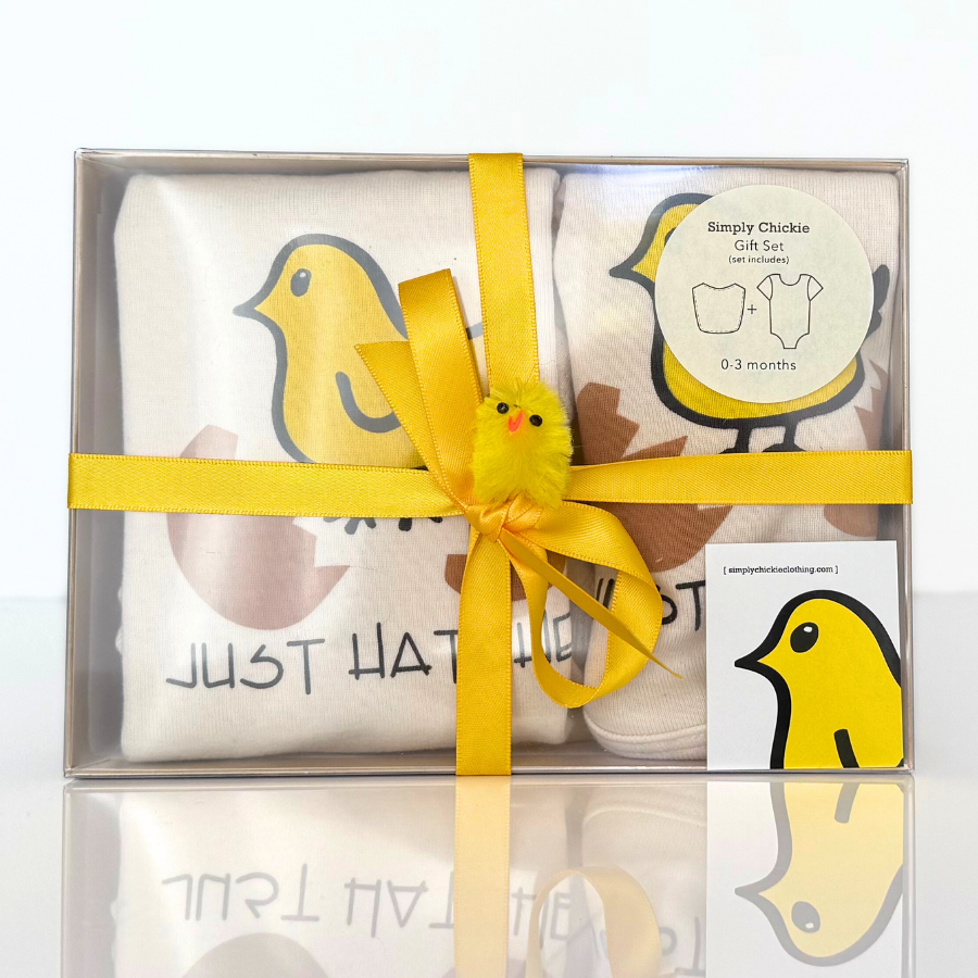 Just Hatched Long Sleeve Romper, Hat & Blanket Gift Set