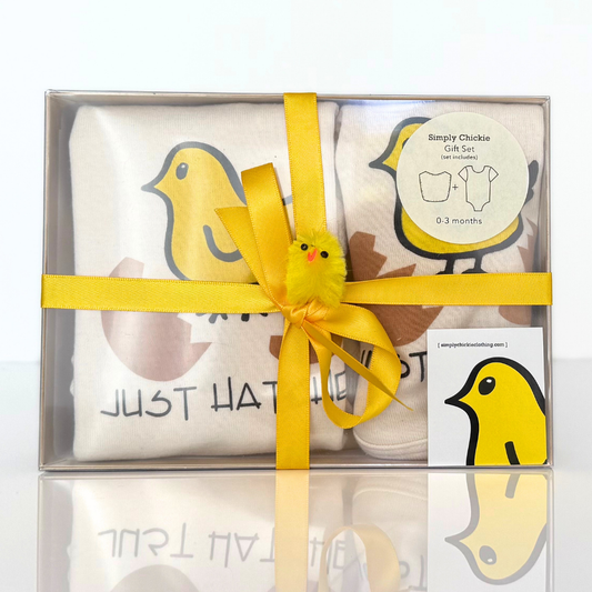 Just Hatched Long Sleeve Romper, Hat & Blanket Gift Set