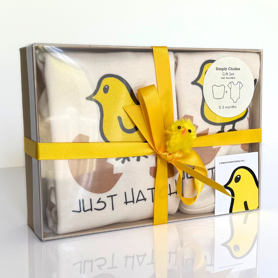 Just Hatched Short Sleeve Romper & hat Gift Set