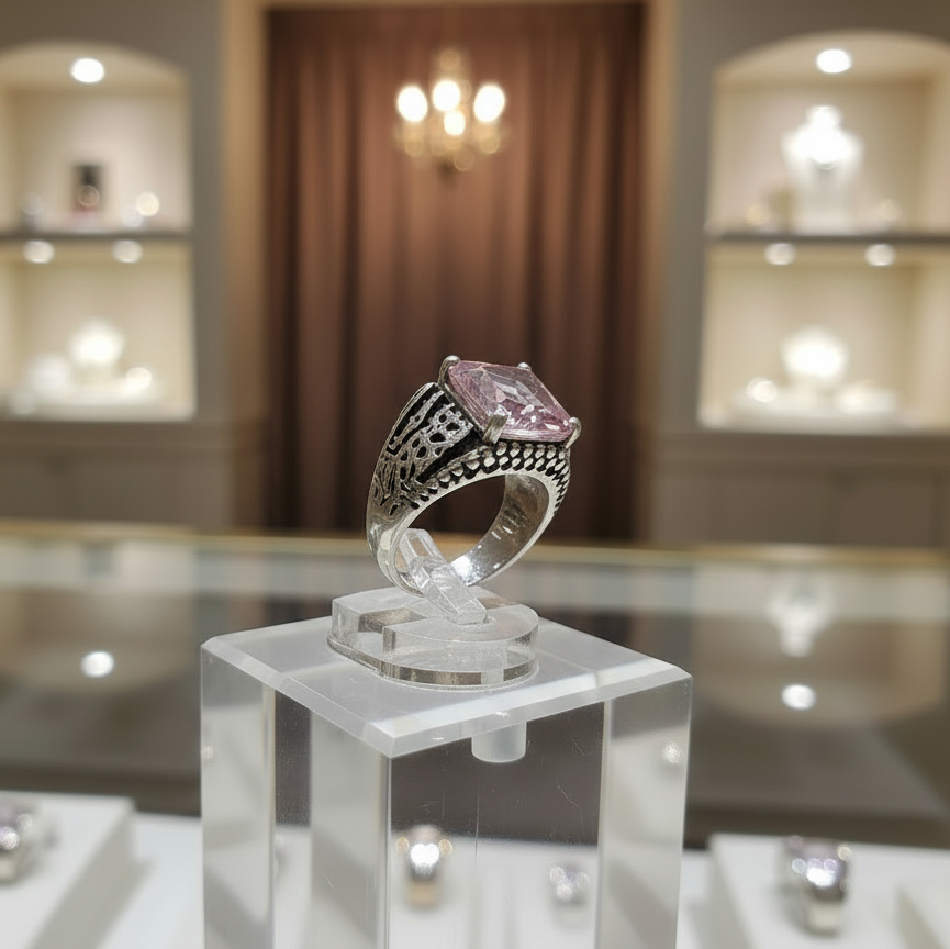Pink Silver Ring