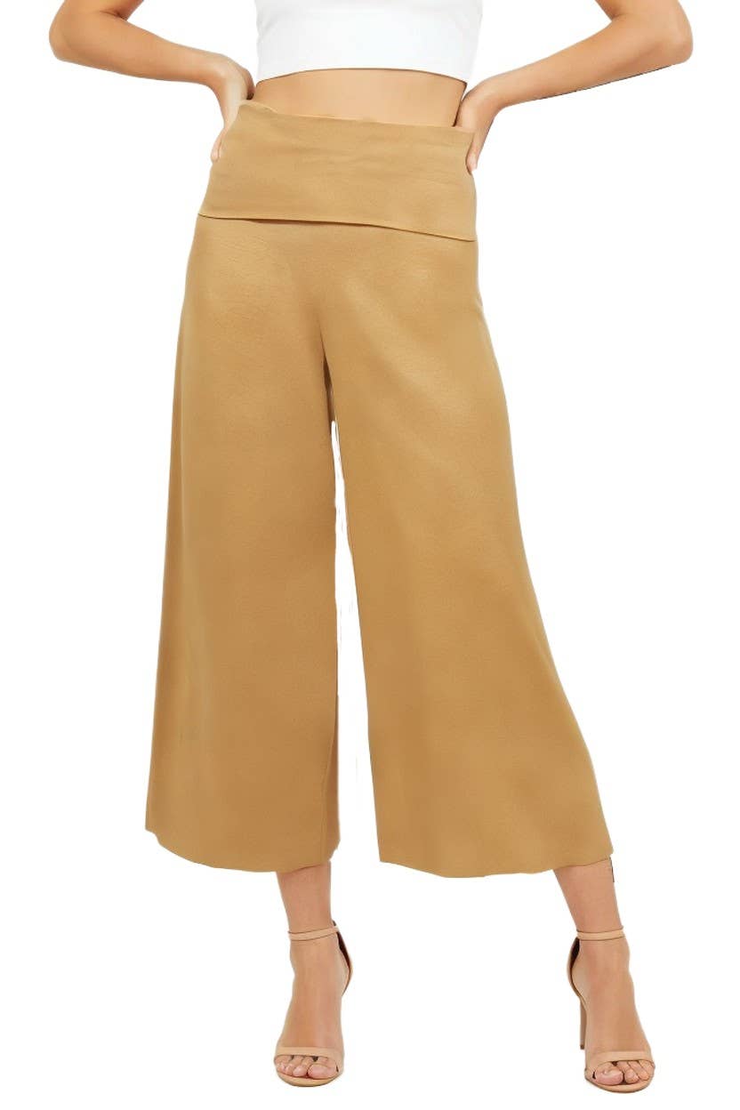P-84429-JY2 The wide, fold-over waistband gaucho pants